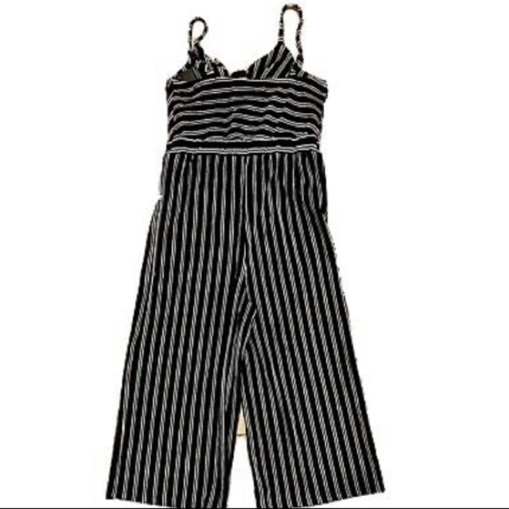Art Class Kids Black White Stripe Jumpsuit